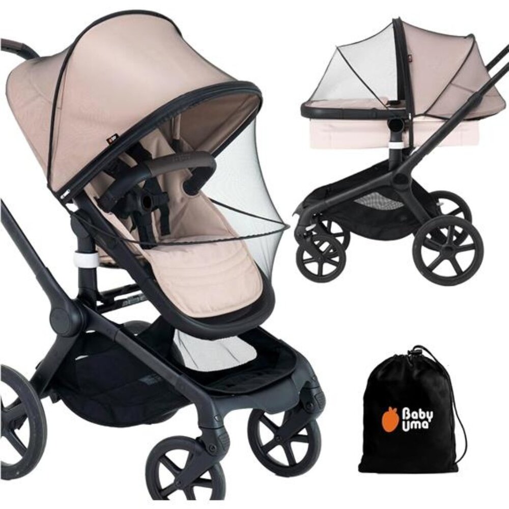 Baby Stroller Mosquito Net Universal Bug Net Cover Breathable Mesh Zip Window
